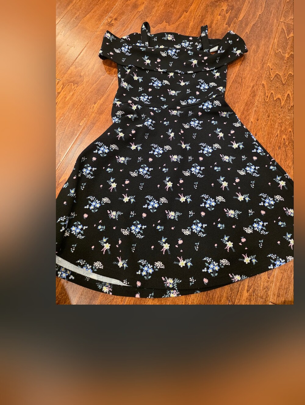 Sugar & Jade Girls Black Floral Sundress w/ Blue Pink Blooms Sz Small (6X) NWOT